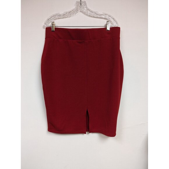 Olivia Blu Pencil Modest Skirt Size 1X Stretch Red - Picture 2 of 4